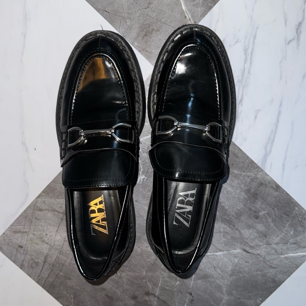 Black Zara loafers